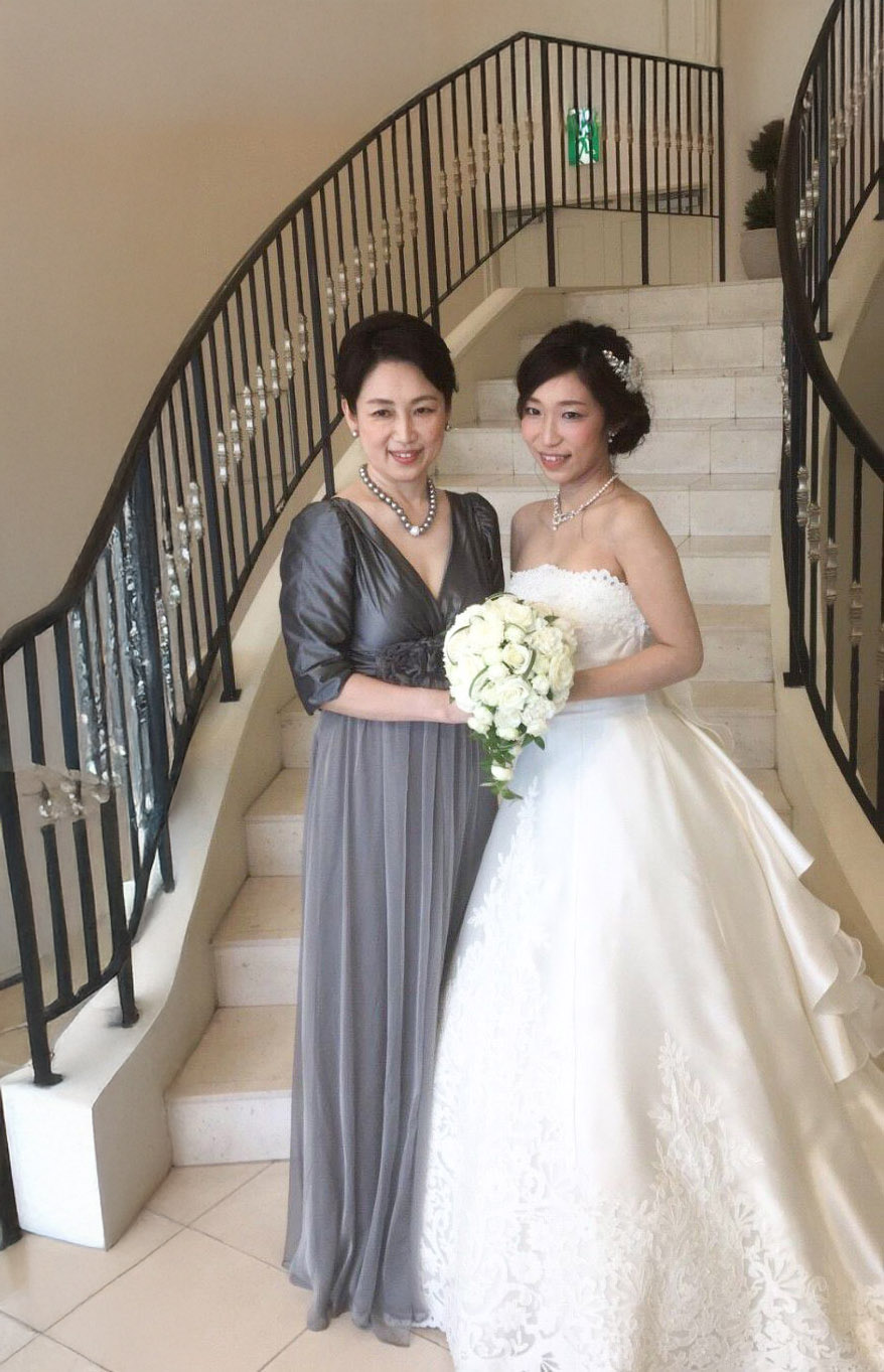 実際の結婚式 母親 フォーマルドレスL070グレーエンパイア